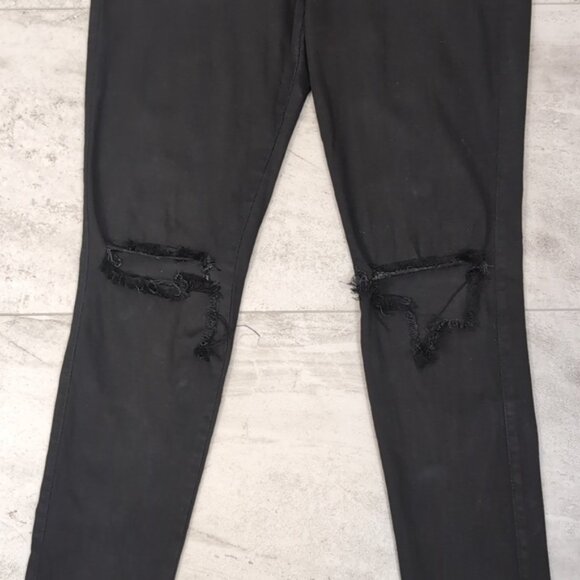 3/$20 Fashion Nova Ripped Knee Skinny Jeans High Waist Black Distressed Denim - Picture 6 of 16